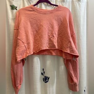 MONO B cropped pink salmon long sleeve shirt.